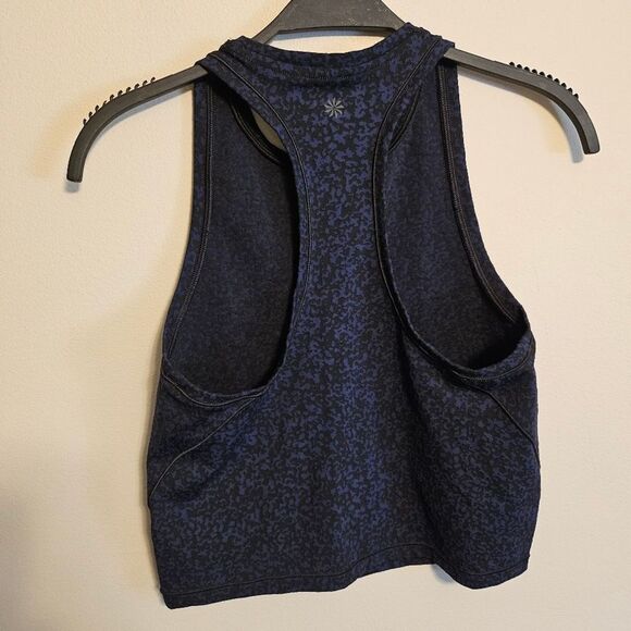 Athleta Shanti Crop Jacquard Racerback Tank Top Black and Blue Small - Picture 5 of 7